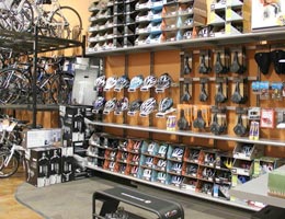 Bike accessories in shop